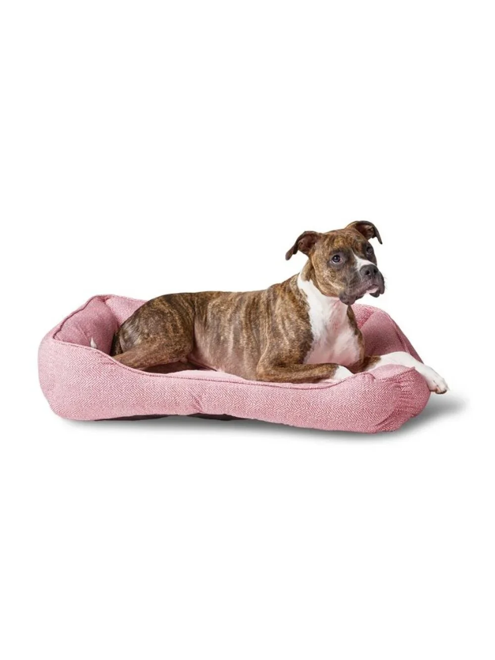 Large Flannel Waffle Texture Bolster Cat or Dog Bed, Pink, 27